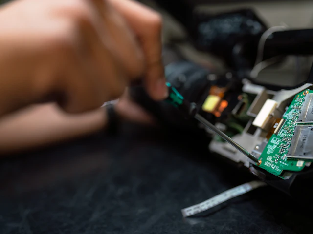 Dłonie technika naprawiające moduł elektroniczny